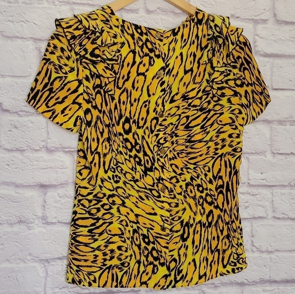 Juicy Couture Silk Ruffle Shoulder Back Button-Up Top 0 - Picture 4 of 8